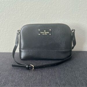 kate spade Black Pebbled Leather Crossbody with Gold Logo